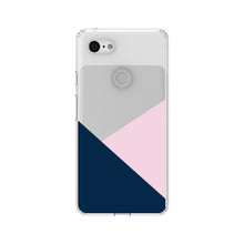 DistinctInk® Clear Shockproof Hybrid Case for Apple iPhone / Samsung Galaxy / Google Pixel - Color Block - Navy & Pink