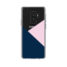 DistinctInk® Clear Shockproof Hybrid Case for Apple iPhone / Samsung Galaxy / Google Pixel - Color Block - Navy & Pink