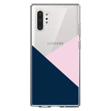 DistinctInk® Clear Shockproof Hybrid Case for Apple iPhone / Samsung Galaxy / Google Pixel - Color Block - Navy & Pink
