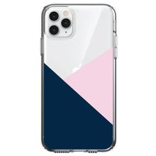 DistinctInk® Clear Shockproof Hybrid Case for Apple iPhone / Samsung Galaxy / Google Pixel - Color Block - Navy & Pink