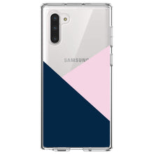 DistinctInk® Clear Shockproof Hybrid Case for Apple iPhone / Samsung Galaxy / Google Pixel - Color Block - Navy & Pink