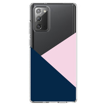 DistinctInk® Clear Shockproof Hybrid Case for Apple iPhone / Samsung Galaxy / Google Pixel - Color Block - Navy & Pink