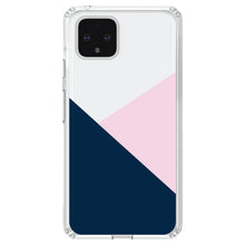 DistinctInk® Clear Shockproof Hybrid Case for Apple iPhone / Samsung Galaxy / Google Pixel - Color Block - Navy & Pink