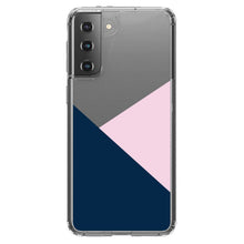 DistinctInk® Clear Shockproof Hybrid Case for Apple iPhone / Samsung Galaxy / Google Pixel - Color Block - Navy & Pink