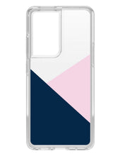 DistinctInk® Clear Shockproof Hybrid Case for Apple iPhone / Samsung Galaxy / Google Pixel - Color Block - Navy & Pink