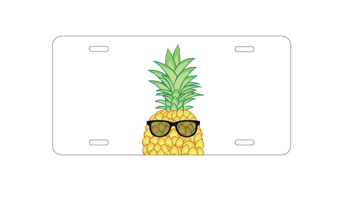 DistinctInk Custom Aluminum Decorative Vanity Front License Plate - Pineapple Top with Shades