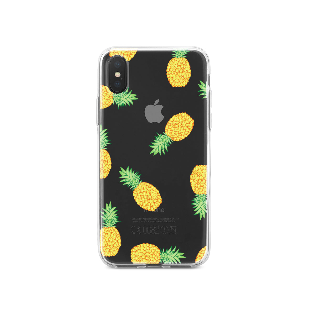 Repeating Pineapple Pattern Clear Shockproof iPhone Case, view 3