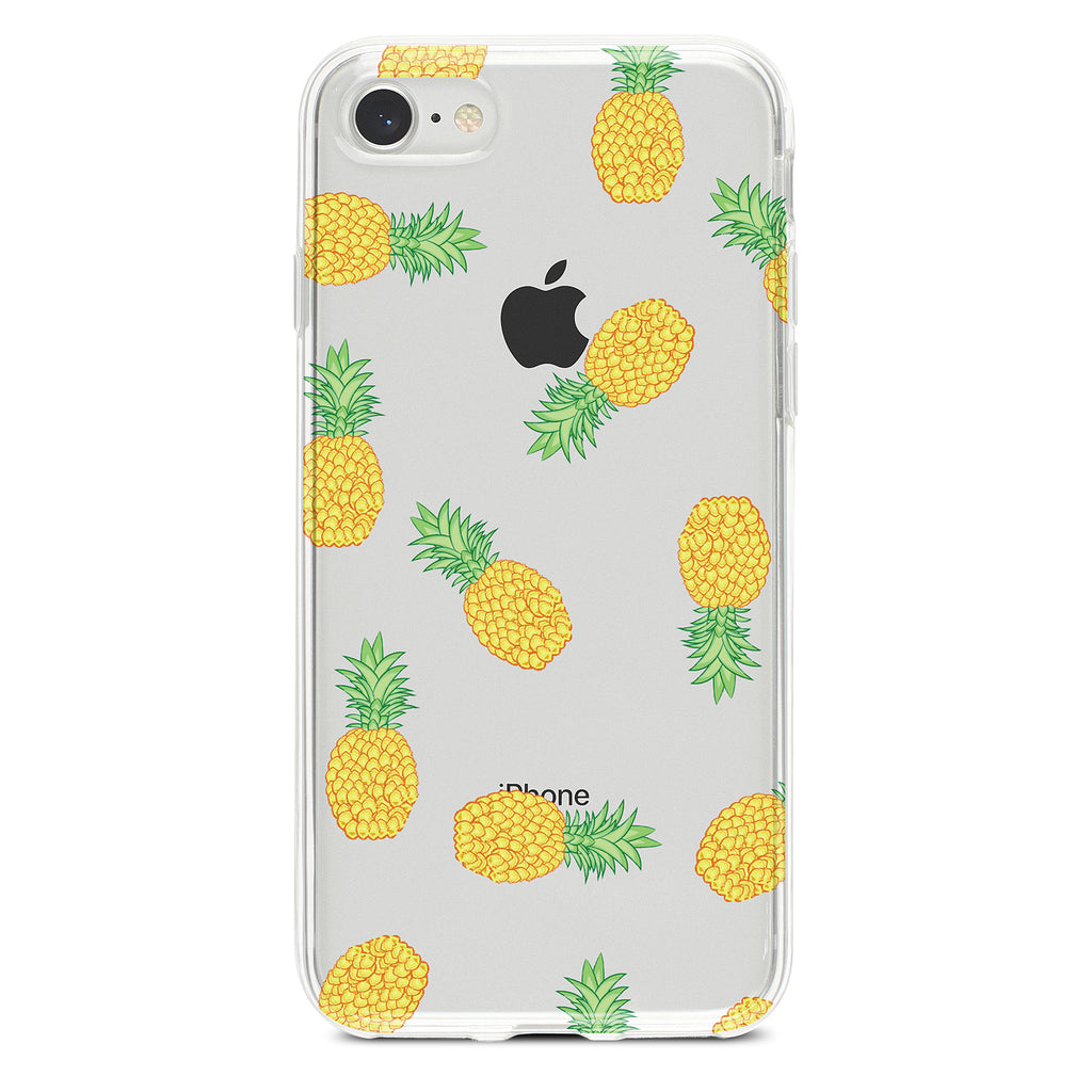 Repeating Pineapple Pattern Clear Shockproof iPhone Case, view 5