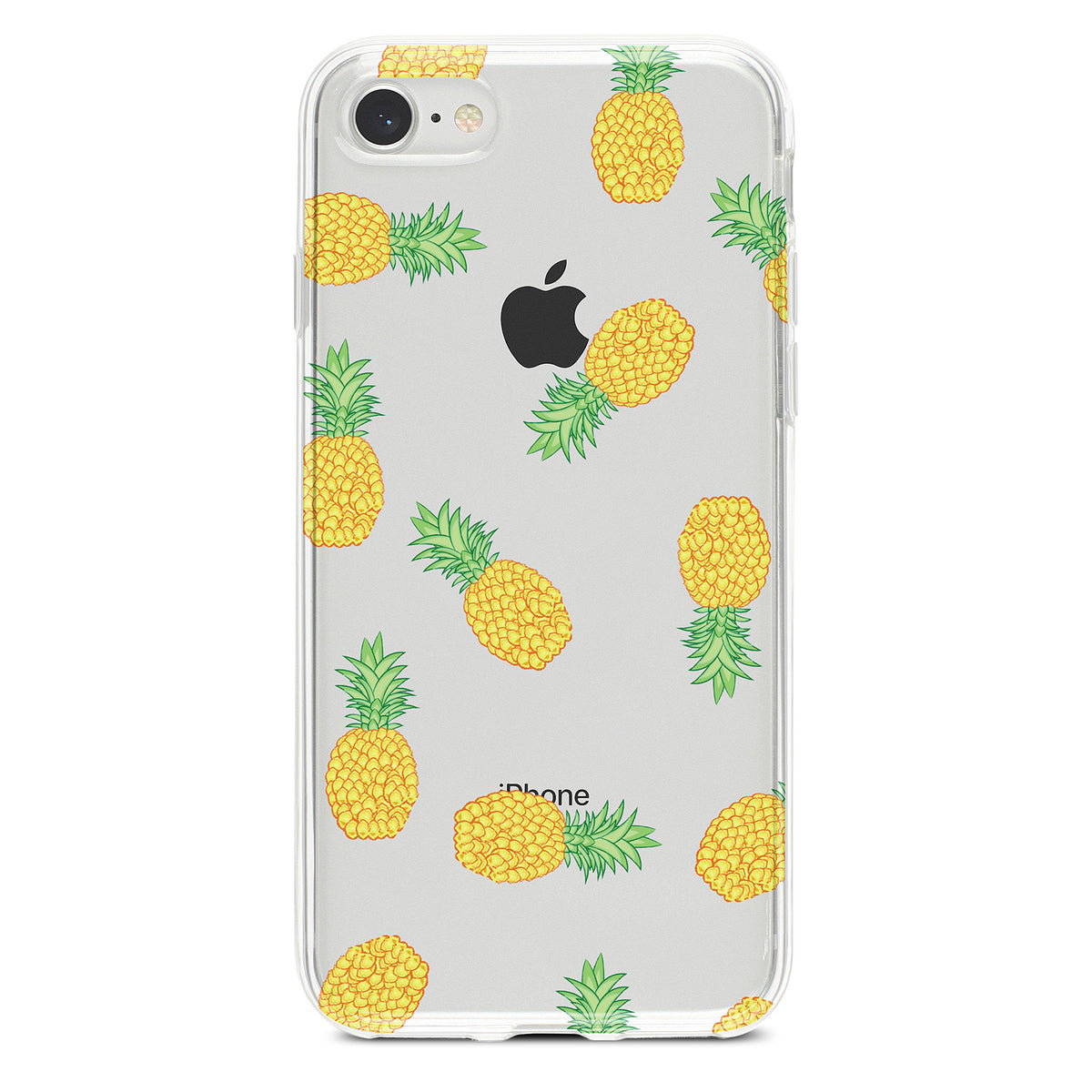 Repeating Pineapple Pattern Clear Shockproof iPhone Case, view 5