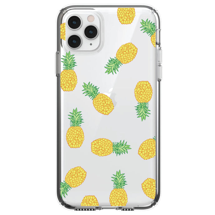 DistinctInk® Clear Shockproof Hybrid Case for Apple iPhone / Samsung Galaxy / Google Pixel - Repeating Pineapple Pattern