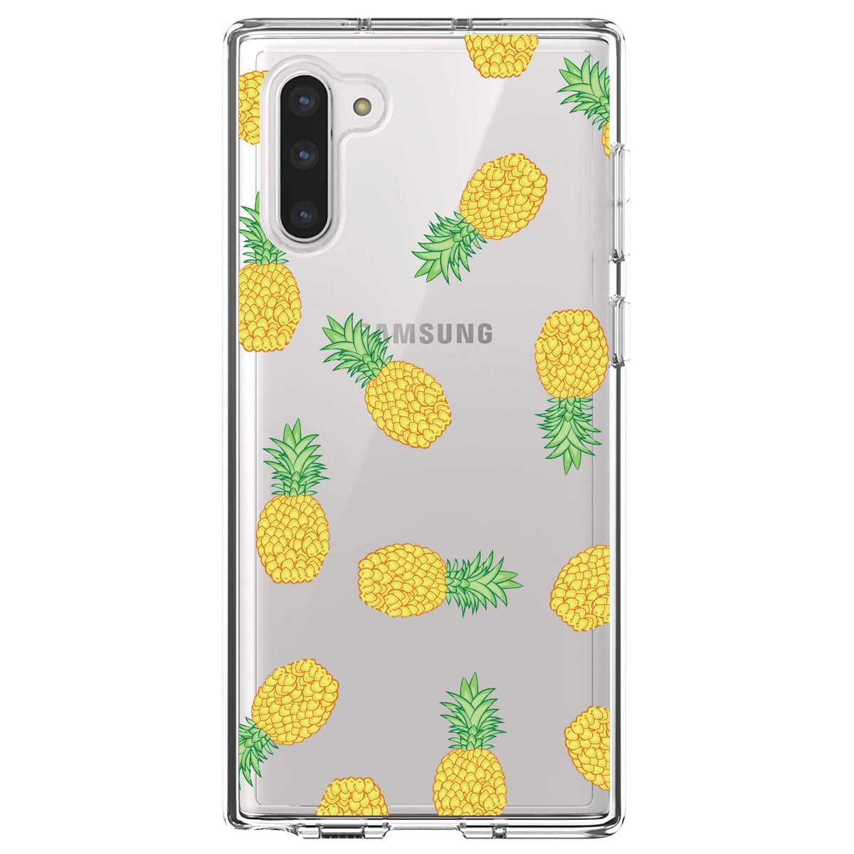 Repeating Pineapple Pattern Clear Shockproof iPhone Case, view 9