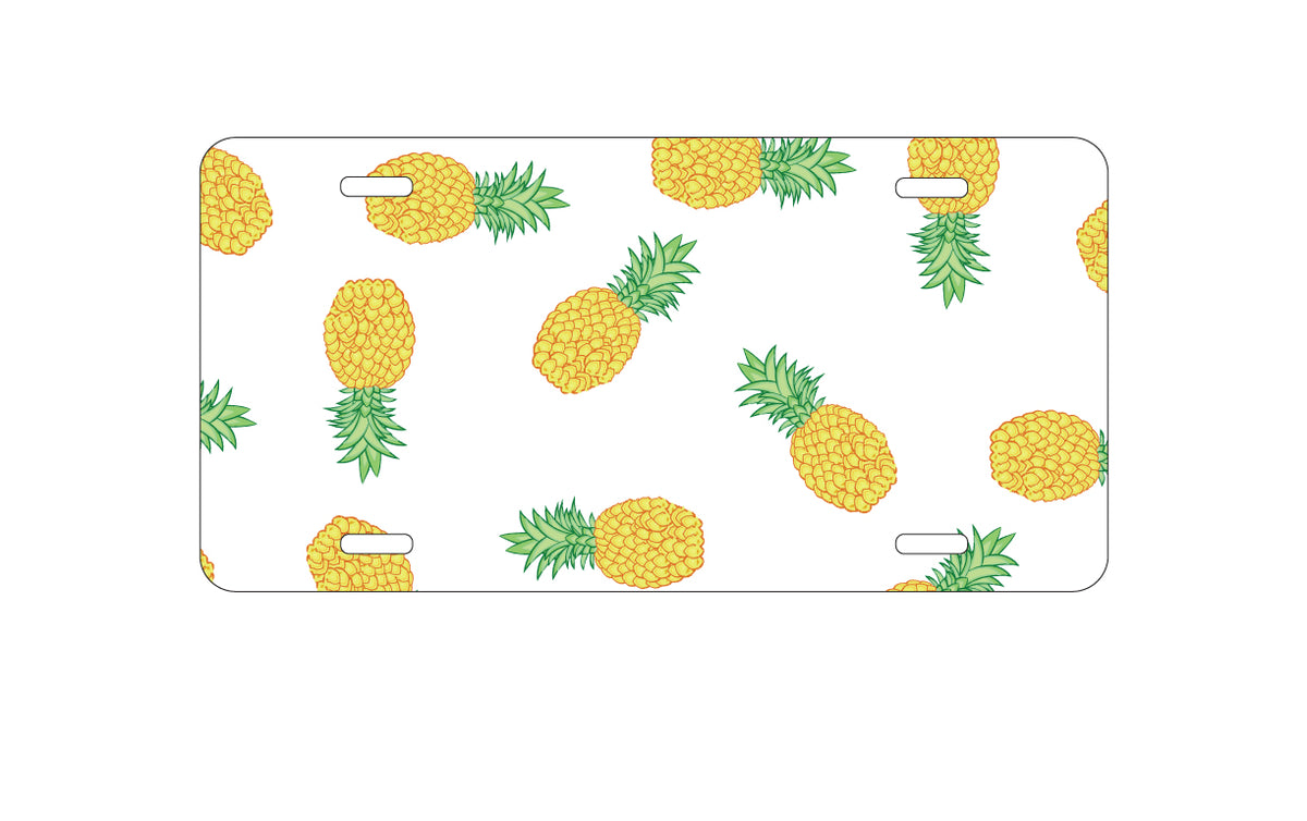 Custom Aluminum Decorative Vanity Front License Plate - Repeating Pineapple Pattern