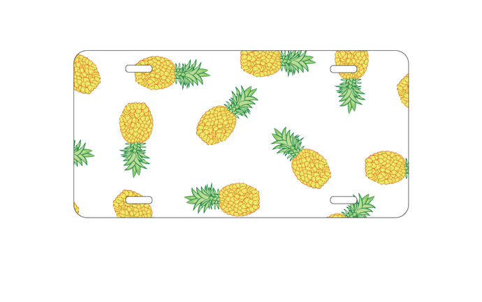 DistinctInk Custom Aluminum Decorative Vanity Front License Plate - Repeating Pineapple Pattern