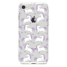 DistinctInk® Clear Shockproof Hybrid Case for Apple iPhone / Samsung Galaxy / Google Pixel - Repeating Pastel Unicorns