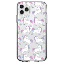 DistinctInk® Clear Shockproof Hybrid Case for Apple iPhone / Samsung Galaxy / Google Pixel - Repeating Pastel Unicorns