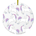 Repeating Pastel Unicorns Ceramic Ornament