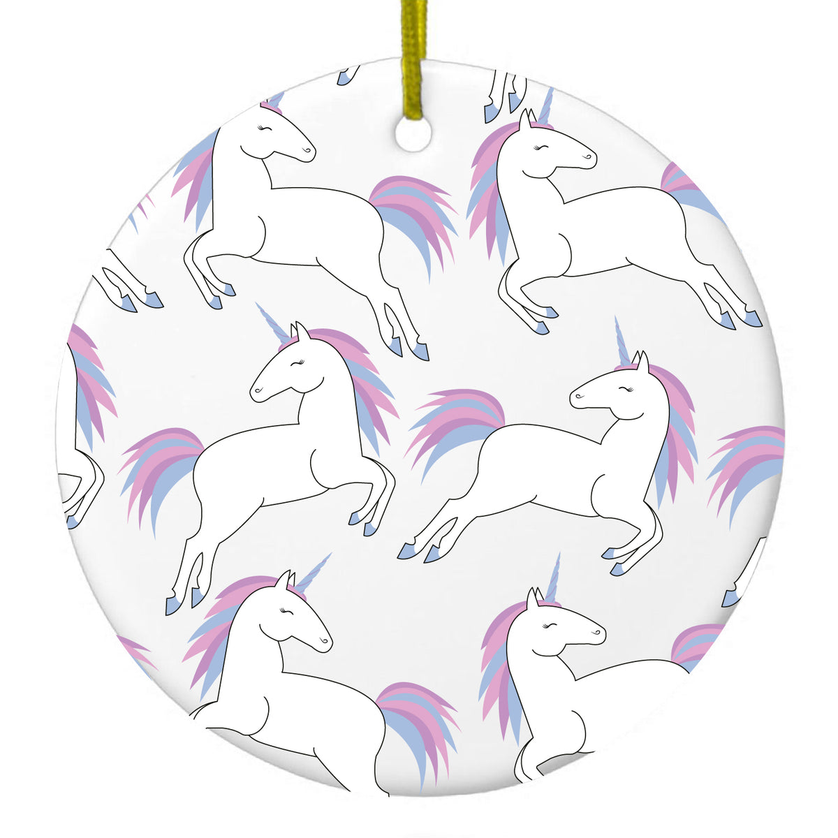Repeating Pastel Unicorns Ceramic Ornament