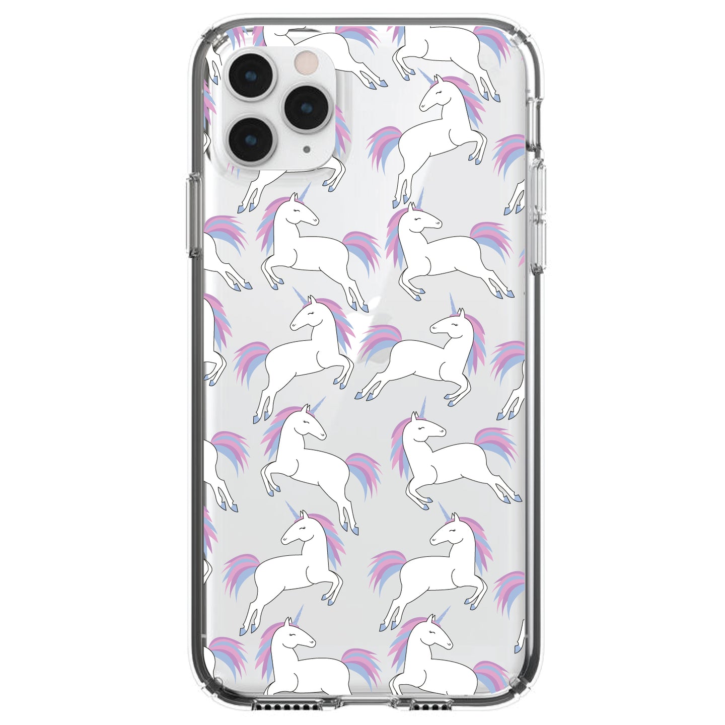 DistinctInk® Clear Shockproof Hybrid Case for Apple iPhone / Samsung Galaxy / Google Pixel - Repeating Pastel Unicorns