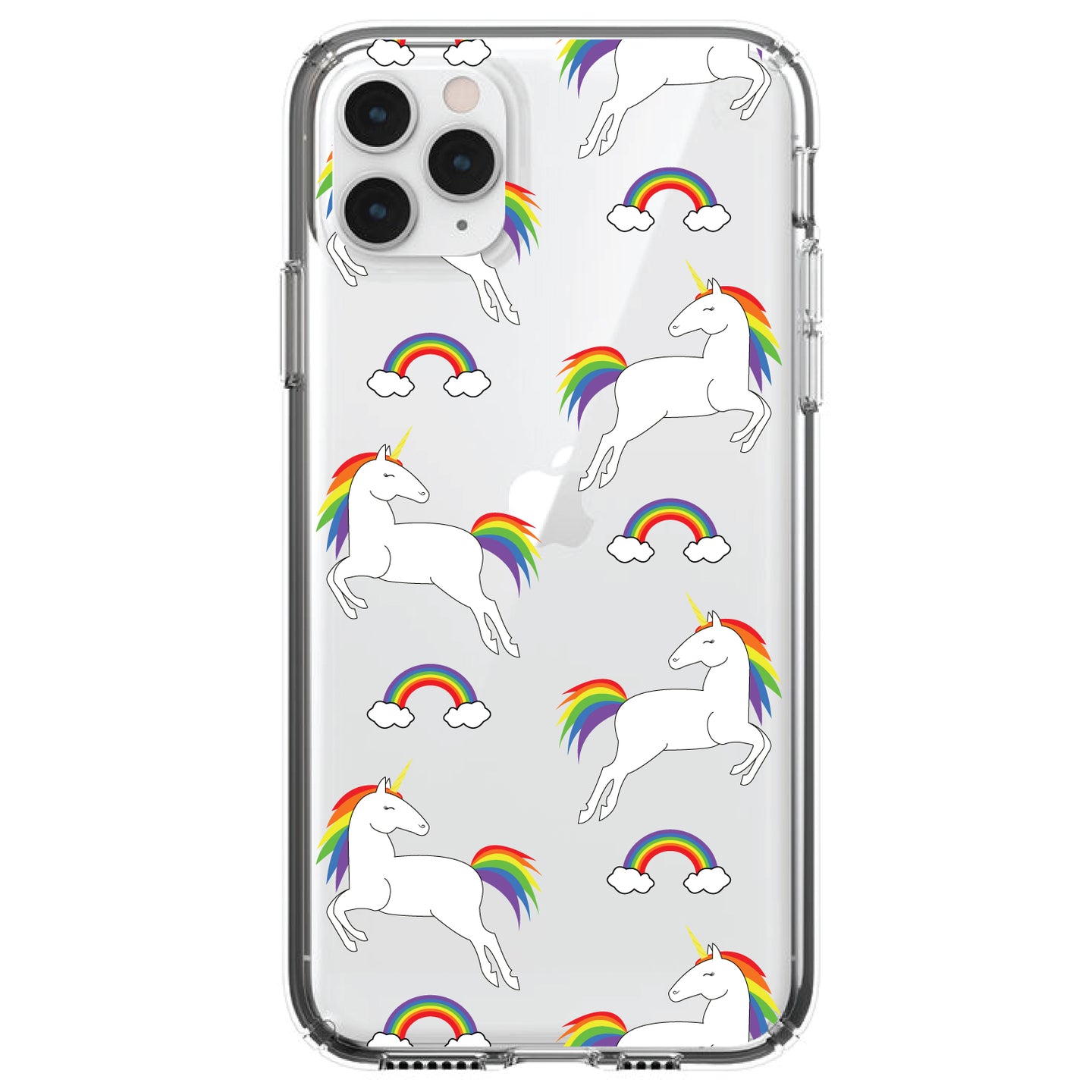 DistinctInk® Clear Shockproof Hybrid Case for Apple iPhone / Samsung Galaxy / Google Pixel - Rainbows & Unicorns