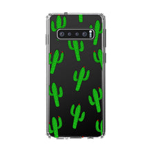 DistinctInk® Clear Shockproof Hybrid Case for Apple iPhone / Samsung Galaxy / Google Pixel - Repeating Cartoon Cactus