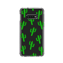 DistinctInk® Clear Shockproof Hybrid Case for Apple iPhone / Samsung Galaxy / Google Pixel - Repeating Cartoon Cactus