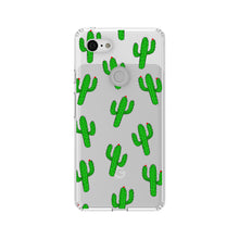 DistinctInk® Clear Shockproof Hybrid Case for Apple iPhone / Samsung Galaxy / Google Pixel - Repeating Cartoon Cactus