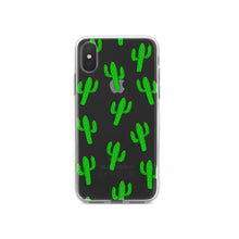 DistinctInk® Clear Shockproof Hybrid Case for Apple iPhone / Samsung Galaxy / Google Pixel - Repeating Cartoon Cactus
