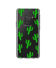 DistinctInk® Clear Shockproof Hybrid Case for Apple iPhone / Samsung Galaxy / Google Pixel - Repeating Cartoon Cactus