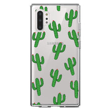 DistinctInk® Clear Shockproof Hybrid Case for Apple iPhone / Samsung Galaxy / Google Pixel - Repeating Cartoon Cactus