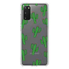 DistinctInk® Clear Shockproof Hybrid Case for Apple iPhone / Samsung Galaxy / Google Pixel - Repeating Cartoon Cactus
