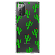 DistinctInk® Clear Shockproof Hybrid Case for Apple iPhone / Samsung Galaxy / Google Pixel - Repeating Cartoon Cactus