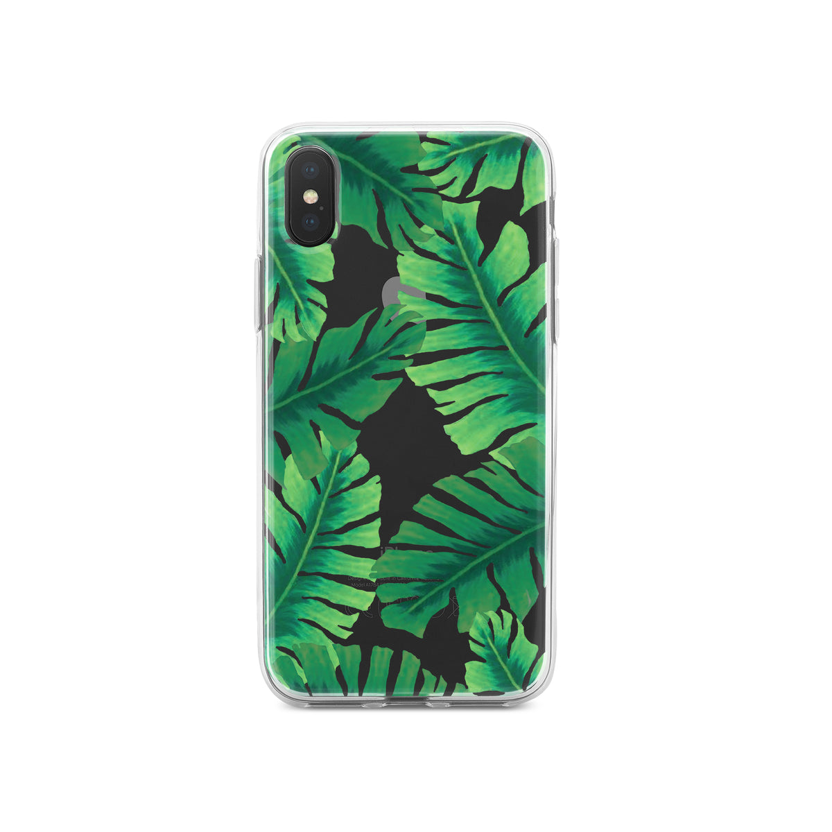 Tropical Banana Leaves Clear Shockproof iPhone Case, view 3