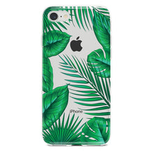 Green Tropical Leaves Clear Shockproof iPhone Case