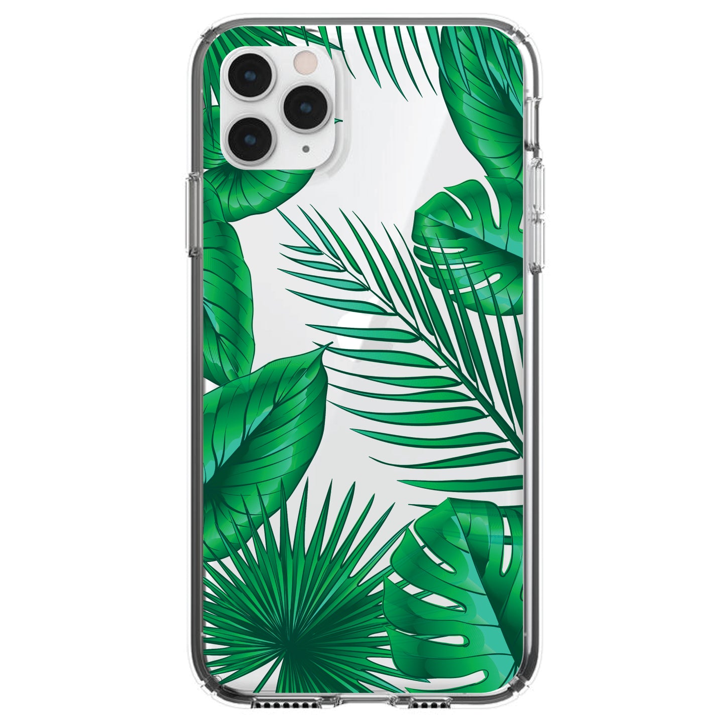 Green Tropical Leaves Clear Shockproof iPhone Case