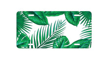 DistinctInk Custom Aluminum Decorative Vanity Front License Plate - Green Tropical Leaves