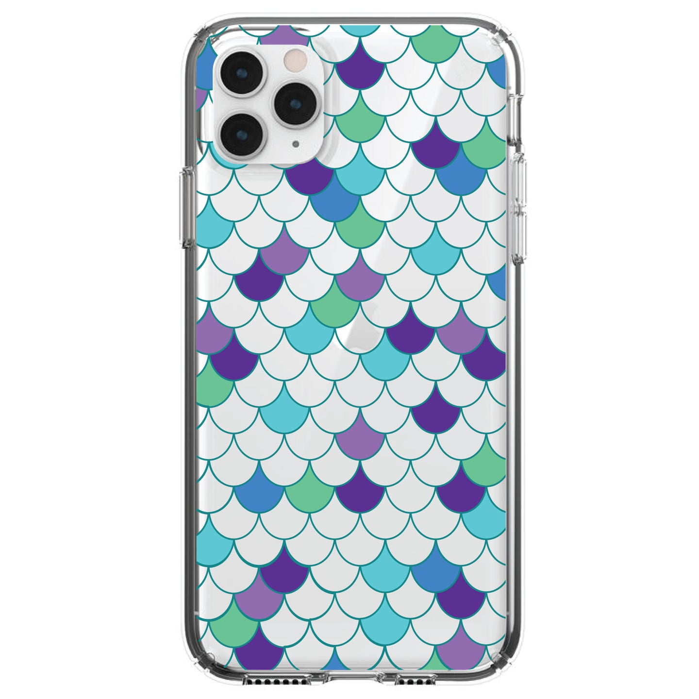 DistinctInk® Clear Shockproof Hybrid Case for Apple iPhone / Samsung Galaxy / Google Pixel - Mermaid Scales