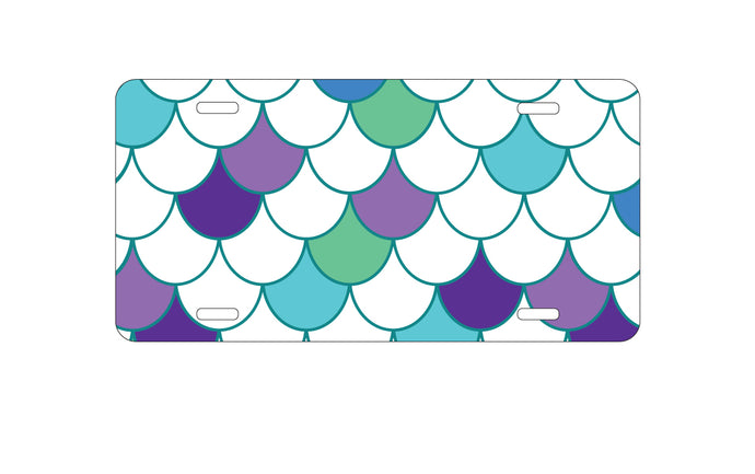 DistinctInk Custom Aluminum Decorative Vanity Front License Plate - Mermaid Scales