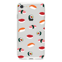 DistinctInk® Clear Shockproof Hybrid Case for Apple iPhone / Samsung Galaxy / Google Pixel - Cartoon Sushi