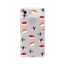 DistinctInk® Clear Shockproof Hybrid Case for Apple iPhone / Samsung Galaxy / Google Pixel - Cartoon Sushi