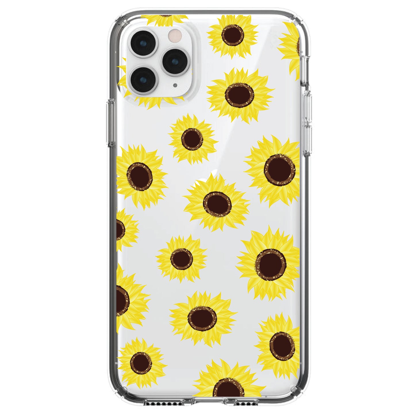 DistinctInk® Clear Shockproof Hybrid Case for Apple iPhone / Samsung Galaxy / Google Pixel - Yellow Sunflowers