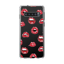 DistinctInk® Clear Shockproof Hybrid Case for Apple iPhone / Samsung Galaxy / Google Pixel - Red Lips