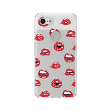 DistinctInk® Clear Shockproof Hybrid Case for Apple iPhone / Samsung Galaxy / Google Pixel - Red Lips