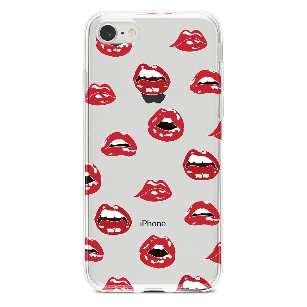 Red Lips Clear Shockproof iPhone Case, view 5