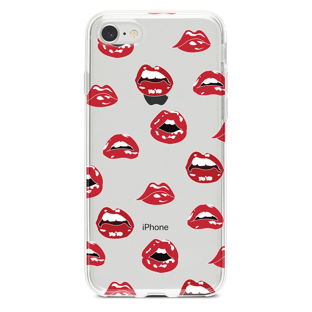 Red Lips Clear Shockproof iPhone Case, view 5
