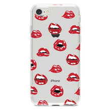 DistinctInk® Clear Shockproof Hybrid Case for Apple iPhone / Samsung Galaxy / Google Pixel - Red Lips