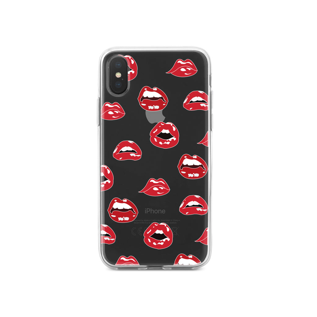 Red Lips Clear Shockproof iPhone Case, view 3