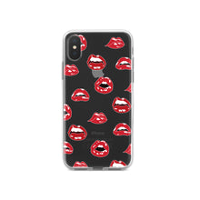 DistinctInk® Clear Shockproof Hybrid Case for Apple iPhone / Samsung Galaxy / Google Pixel - Red Lips
