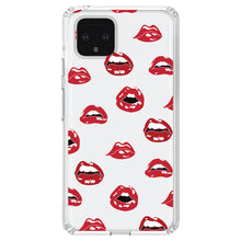 DistinctInk® Clear Shockproof Hybrid Case for Apple iPhone / Samsung Galaxy / Google Pixel - Red Lips