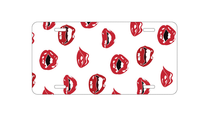 DistinctInk Custom Aluminum Decorative Vanity Front License Plate - Red Lips