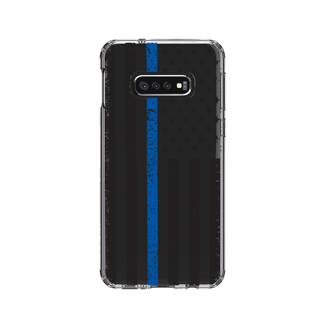 Weathered Thin Blue Line US Flag Clear Shockproof iPhone Case, view 17